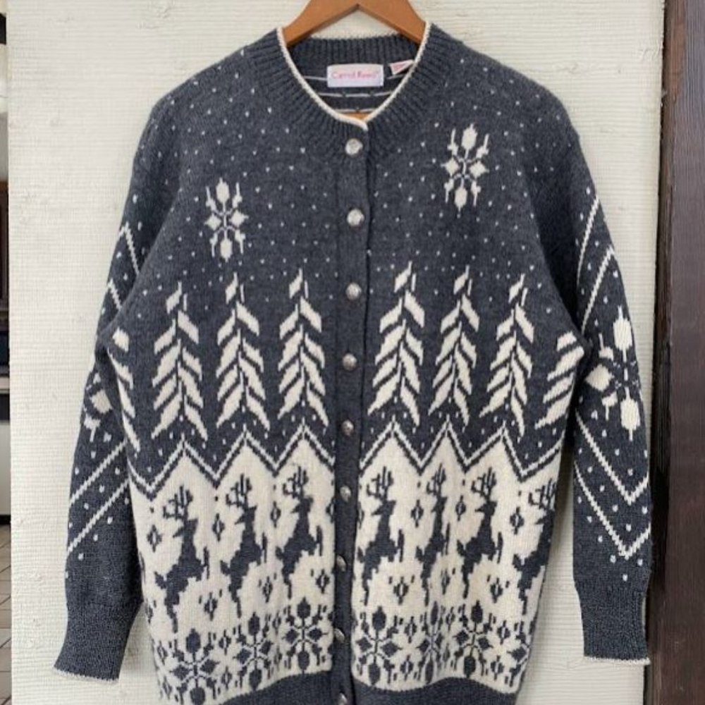 Vintage Carroll Reed Wool Angora Sweater Cardigan - Picture 3 of 9